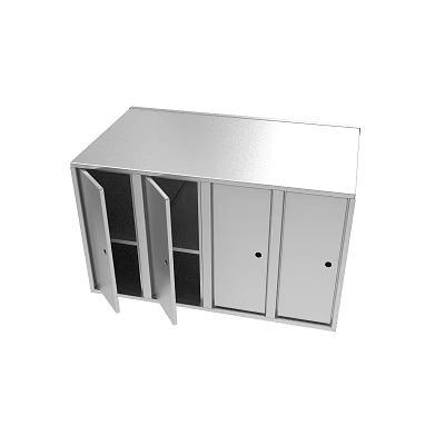 Sturdy Industrial Metal Equipment Storage Cabinet With Open Doors And Internal Shelves 3d model