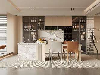 Cream Restaurant Modern Restaurant 3d model