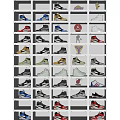 Organized Modern Shoe Cabinet Storage With Colorful Sneakers And Display Shelves