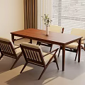 Modern Wooden Meeting Table And Chairs With White Vase Green Plants In Bright Room