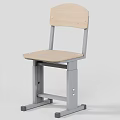 Simple Single Chair With Wooden Backrest And Seat Metal Frame Adjustable Design