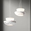 Modern White Pendant Lights With Marble Texture Double Layer Design Hanging in Minimalist Interior 3d model