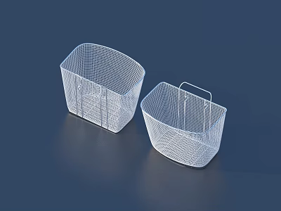 Two White Metal Wire Storage Baskets for Household Daily Use 3d model