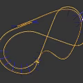 Roller Coaster Model With Blue Supports Yellow Tracks Complex Curves And Loop Dark Background Reflective Effect 3d model