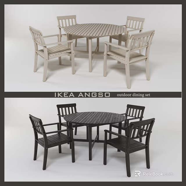IKEA ANGSO Outdoor Dining Set With Round Table And Chairs 3d model