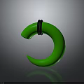 Stylish Green Crescent Shaped Clothing Accessory With Black Ring Accent Detail