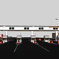 Roadway Toll Facilities With Multiple Toll Booths Electronic Displays And Orange Barriers
