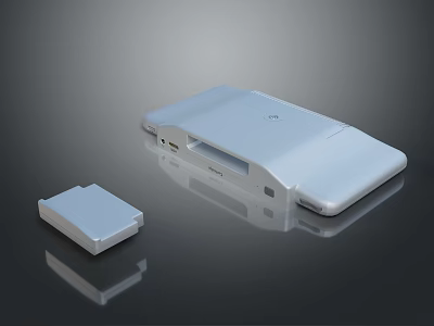 Modern White Computer Desktop Unit With Small Accessory On Black Reflective Surface 3d model