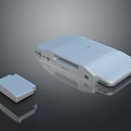 Modern White Computer Desktop Unit With Small Accessory On Black Reflective Surface 3d model