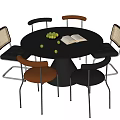 Modern Dining Table and Chair Combination Round Dining Table Dining Chair 3d model