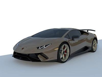 Tan Lamborghini Sports Car With Sleek Body Rear Spoiler And Alloy Wheels 3d model