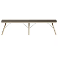 Modern Wooden Dining Table With Metal Cross Legs And Long Top Design