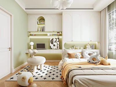 Tatami Bedroom Cozy Interior Design With Soft Pillows Warm Blanket And Storage Cabinets 3d model