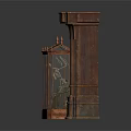 Decorative Metal Cage With Intricate Carvings And Wooden Column For Scene Construction