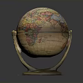 Vintage World Globe With Brass Stand And Colorful Detailed Map Surface