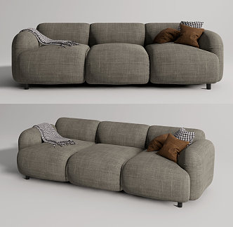 modern three-seat sofa double sofa 3d model