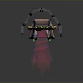 Dark Fantasy Throne With Red Rose Carving Green Glowing Spikes And Red Carpet