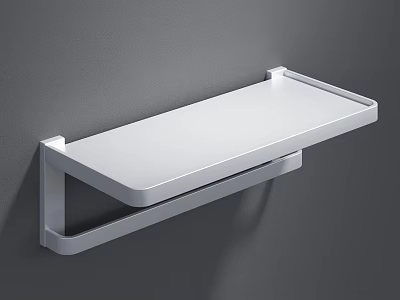 Sleek White Wall Mounted Bathroom Shelf with Space Saving Sturdy Design 3d model