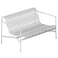 Modern Metal Bench With Striped Seat Back And Sleek Armrest Design