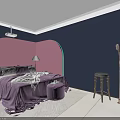 KTV Private Room With Blue Sofa Starry Sky Themed Wall Table Standing Microphones And Drinks