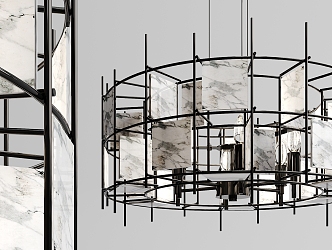 Modern special-shaped chandelier wrought iron marble chandelier 3d model