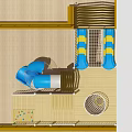 Kindergarten Indoor Play Area With Colorful Slide Stairs And Safe Railings