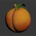Fresh Juicy Ripe Orange Peach With Green Leaves On Gray Background