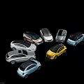 Assorted Colored Car Lineup Featuring Yellow Blue Silver Sedan And SUV Models