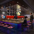 Modern Sushi Restaurant With Open Bar Chef Preparing Fresh Sushi Customers Seated Ambient Interior