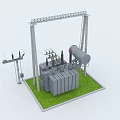 Industrial Equipment Structure With Metal Frame Transformer Pipes And Electrical Components