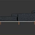 Modern Blue Fabric Sectional Sofa With Wooden Legs And Comfortable Seat Cushions