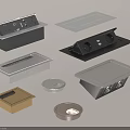 Various Metal Floor Electrical Outlets with Covers and Different Shapes for Home and Office Use