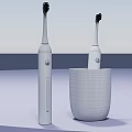 Modern Bathroom Set With Two Electric Toothbrushes And Storage Cup Design 3d model