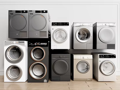 Modern Washing Machines Collection With Various Colors And Designs For Home Use 3d model