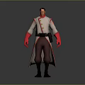 Stylish Game Character With White Coat Red Cuffs And Brown Pants Standing Pose