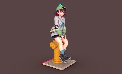 Modern anime character Rey Taylor 3d model