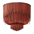 Modern Red Chandelier With Slender Hanging Strips Artistic Interior Lighting Design