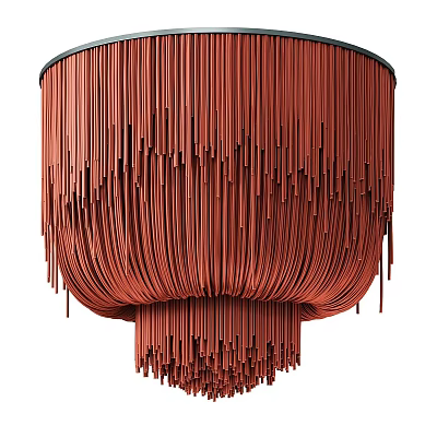 Modern Red Chandelier With Slender Hanging Strips Artistic Interior Lighting Design 3d model