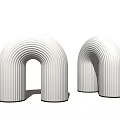 Modern Arch Table Lamps with White Striped Design and Transparent Base