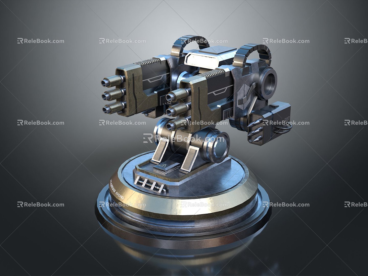 Turret Turntable Railgun Sci-fi Tower Defense Game Tower Defense Sci-fi Turret Game Turret Game Battery 3d model