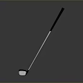 Golf Ball And Club Placed On Dark Surface With Reflective Light 3d model