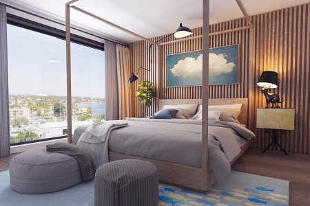 New Chinese Room Seaside Romantic Homestay Room 3d model