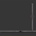 Industrial Piping System Equipment with Curved Pipes and Red Valve Components