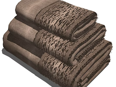 Brown Textured Towels Stacked with Decorative Weave Patterns and Soft Feel 3d model