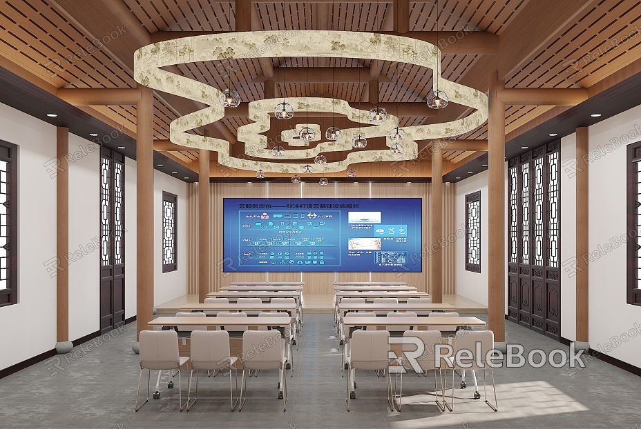 New Chinese-style Meeting Room Multi-functional Meeting Room model