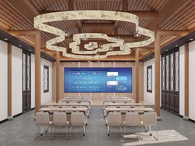 New Chinese-style Meeting Room Multi-functional Meeting Room model