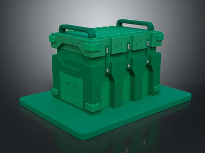 Green Storage Box With Multiple Compartments Handles And Green Base 3d model