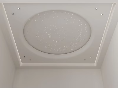 Modern Ceiling Design Featuring Oval Sparkling Surface Decorative Frame And Recessed Lights 3d model