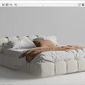 Modern Double Bed Designs With Upholstered Headboards And Neutral Bedding 3d model