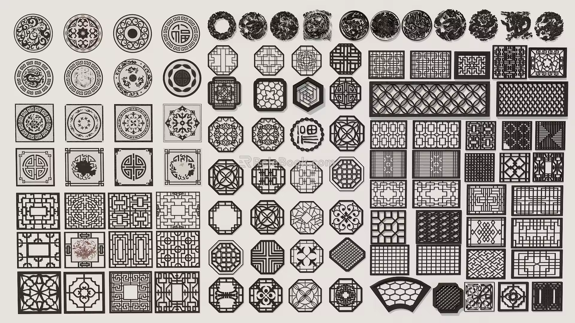 New Chinese-style openwork window component hardware 3d model